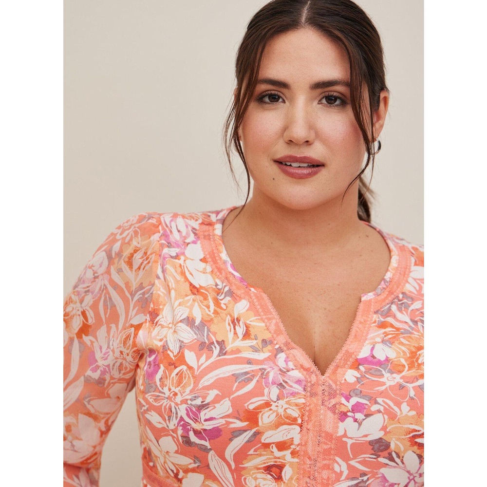 Torrid Babydoll Fabric Mix Super Soft Balloon Chiffon Sleeve Top Plus Size 3 3X - Picture 6 of 13